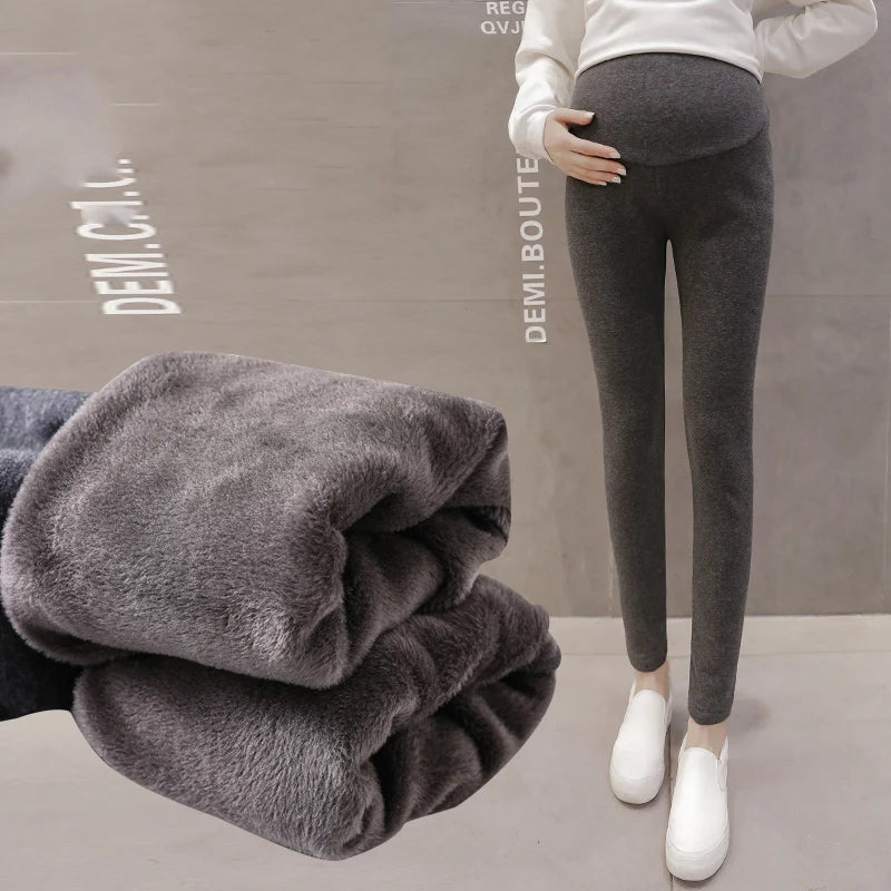 2022 Hot Sale All Match Maternity Pants Winter Leggings Good Quality Cotton Thicken Velvet Warm  for Pregnant Women